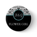 Baroque Elegance Flower Girl Button-Aqua