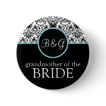 Baroque Elegance Grandmother of Bride Button-Aqua