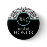 Baroque Elegance Maid of Honour Button-Aqua