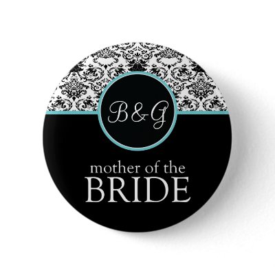 Baroque Elegance Mother of the Bride-Aqua Pinback Button by twoheartsshoppe