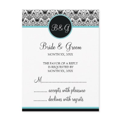 Baroque Elegance Response Card-Aqua by twoheartsshoppe