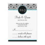 Baroque Elegance Response Card-Aqua postcards