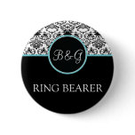 Baroque Elegance Ring Bearer Button-Aqua