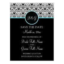 Baroque Elegance Save The Date (Aqua) Postcard