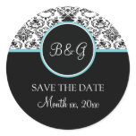 Baroque Elegance Save The Date Sticker-Aqua