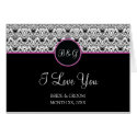 Baroque Elegance Table Cards  (Hot Pink Stripe)