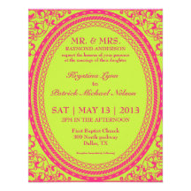 Baroque Fluorescent / Neon Wedding Invitations