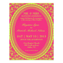 Baroque Fluorescent / Neon Wedding Invitations