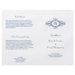 Baroque frame monogram navy blue wedding program full color flyer