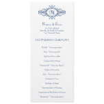 Baroque frame monogram navy blue wedding program invitations