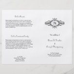 Baroque frame single monogram wedding program personalised flyer