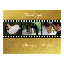 Baroque Gold tone wedding Thank you postcards