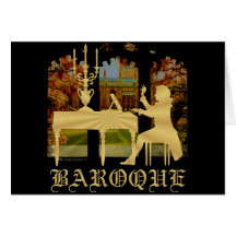 Baroque harpsichord greeting cards