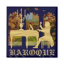 Baroque harpsichord refrigerator magnet