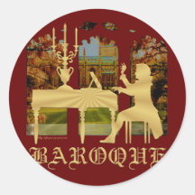 Baroque harpsichord round sticker
