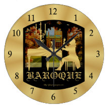 Baroque harpsichord wall clock