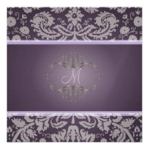 Baroque lace damask/plum/Invitations