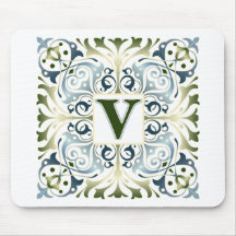 Baroque Letter V Mousepads