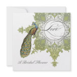 Baroque Peacock Bridal Shower Invite - Aqua Blue