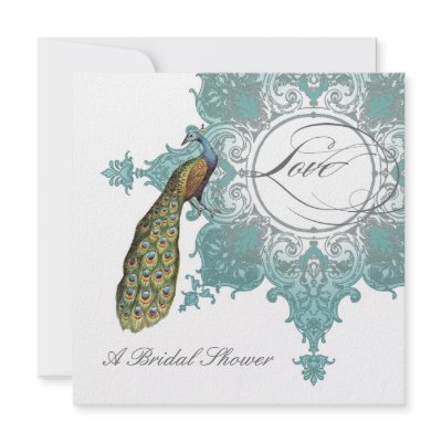 Baroque Peacock Bridal Shower Invite - Aqua Blue by VintageWeddings