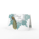 Baroque Peacock Wedding Thank You Note - Aqua Blue Greeting Cards