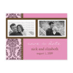 Baroque Pink Chocolate Two-Photo Save the Date postcards
