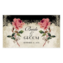 Baroque Style Vintage Rose Black Table Number Card Business Card Template