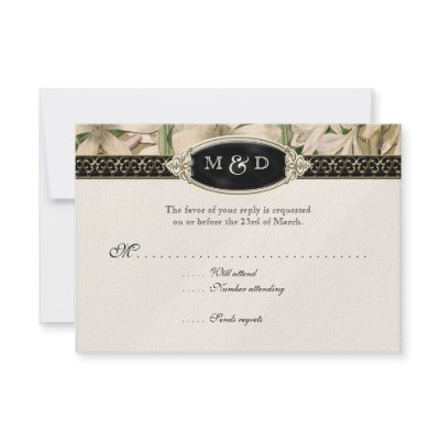Baroque Vintage Lily Formal Elegant Wedding RSVP Announcement by VintageWeddings