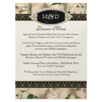 Baroque Vintage Lily Gold Formal Wedding Menu Announcements