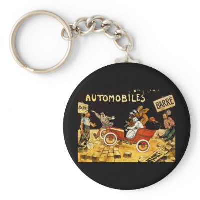 Barre Automobiles - Vintage Advertisement Poster Key Chains by scenesfromthepast
