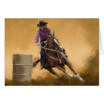 Barrel racing greeting card