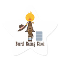 Barrel Racing Chick Sticker Star Shape
