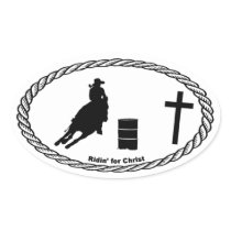Barrel Racing Cross Euro Style Oval Sticker