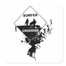 Barrel X Surfer Crossing Square Sticker