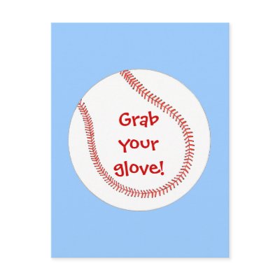 Baseball Birthday Party Invitations on postcards by Cherylsart