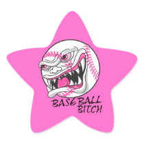 baseball bitch girl baseball player fan design star sticker