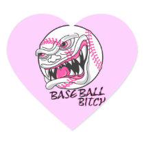 baseball bitch girl baseball player fan design heart sticker