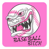 baseball bitch girl baseball player fan design square stickers
