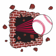 baseball breaking through brick wall photo sculpture