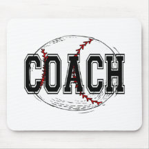 Baseball Coach T-shirts and Gifts. Mouse Mats