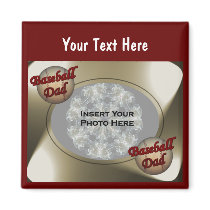 Baseball Dad Add Photo Template Magnet