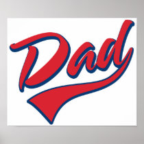 Baseball Dad Red Posters