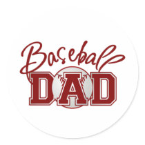 Baseball DAD Round Sticker