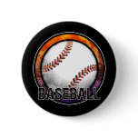 Baseball Emblem Orange Purple Button