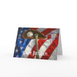 Baseball, glove, bat & American flag birthday card
