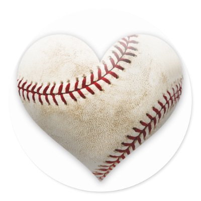 Baseball Heart Round Stickers by EverAfter