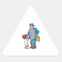 baseball kid arguing with the umpire triangle stickers