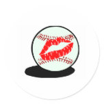 Baseball Kiss Round Stickers
