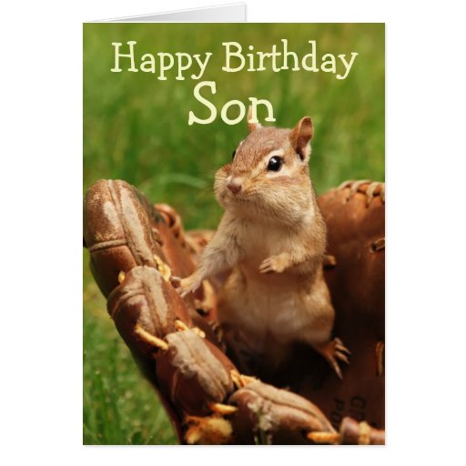 Baseball Loving Chipmunk Birthday Card