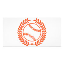 Baseball Olive Branch and Star Personalized Photo Card